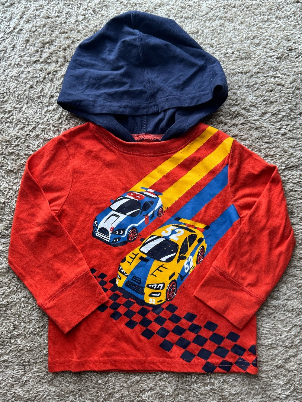 The Children’s Place Boys 12-18M Race Car Hooded Long Sleeve Shirt